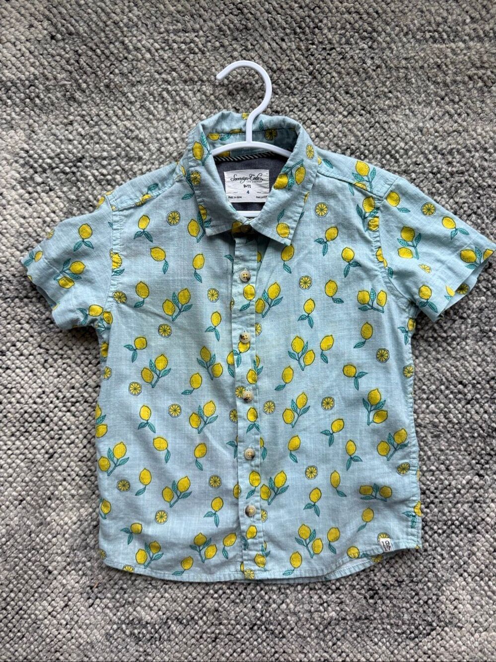 Sovereign Code 4 Boys Lemon Print Linen Button Down Shirt